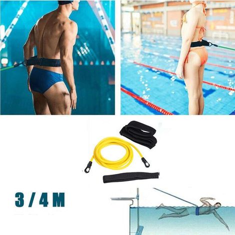 4 Meter langes statisches Schwimm-Widerstandsband mit elastischer Halteleine (Gelb) (1/5)