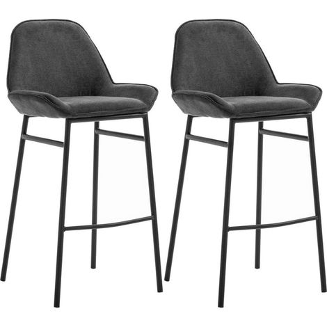 Set 2 Sgabelli 49,5x41x105 cm in Similpelle Grigio Scuro (1/5)