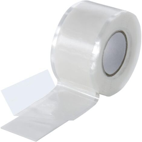 1x 3m Ruban en silicone auto-fusionant (auto amalgamant, auto-vulcanisant), Ruban isolant et Bande d'étanchéité (eau, air), 25 mm de large, blanc (1/3)