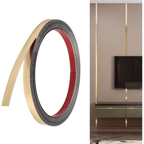 Strisce decorative autoadesive in acciaio inox e oro, adatte per pareti e bordi di piastrelle, 8 mm x 5 m. (1/5)