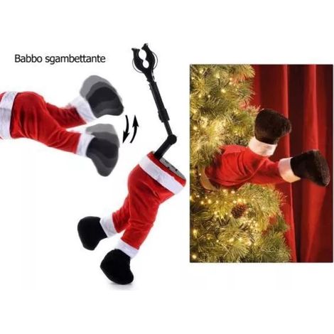 GAMBE BABBO NATALE DECORAZIONE ALBERO DI NATALE IN MOVIMENTO CON GANCIO H34x10x15 cm (1/3)
