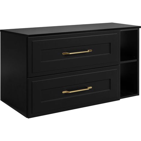 Set di mobili da bagno sotto lavabo, nero, 80 (60 + 20) x 46 x 58 cm , 3 colori di maniglie a scelta