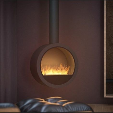 INCYRCLE - Biocamino Sospeso caminetto a bioetanolo da soffitto nero (1/5)