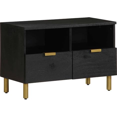 vidaXL Meuble TV noir 70x33x46 cm bois d'ingénierie (1/5)