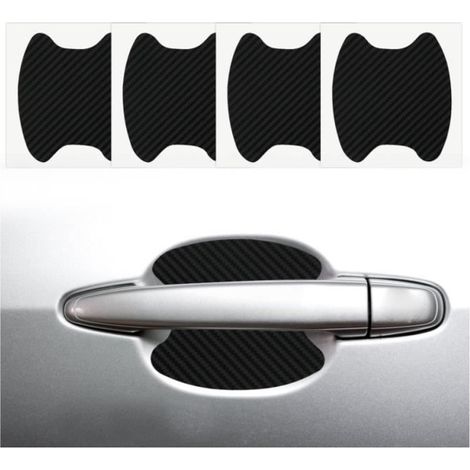Protection Poignee Porte Voiture, 16Pcs Autocollants Extérieurs de Voiture, Covering Carbone Film Covering Voiture, Covering Noir (1/4)