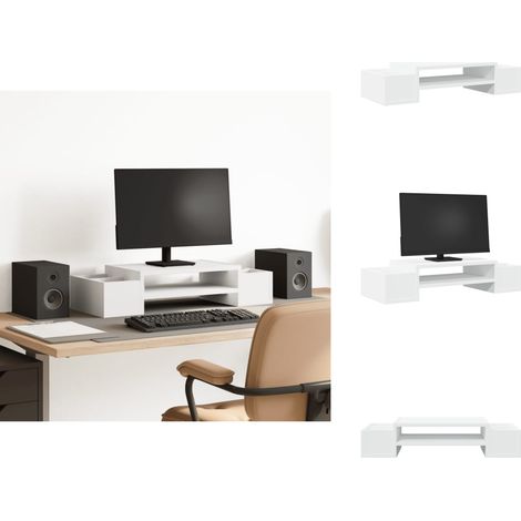 Support de moniteur avec rangement blanc bois d'ingénierie - Support De Moniteur - Supports De Moniteur - Support De Moniteur Pour Bureau - Support Pour Écran D'ordinateur (1/5)