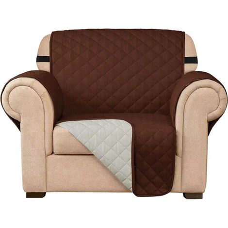 Braunes, einsitziges Sofa mit wasserdichtem Bezug mit Kordelzug, maschinenwaschbar