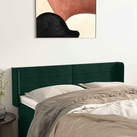 Kopfteil mit Ohren Dunkelgrün 147x16x78/88 cm Samt (1/5)