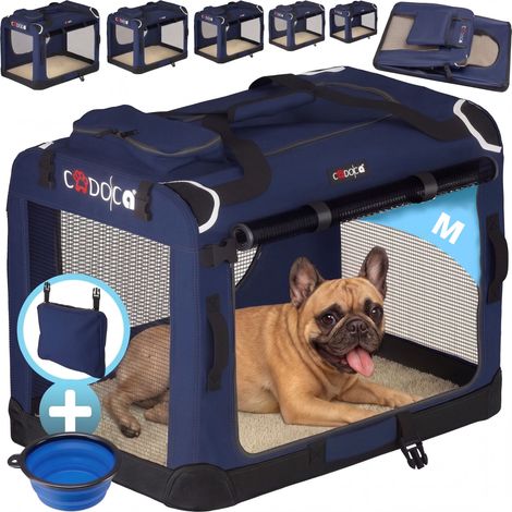 CADOCA® Hundetransportbox faltbar Katzentransportbox Transportbox Autobox Hundebox Box versch. Größen Farbwahl  M - Navy Blau