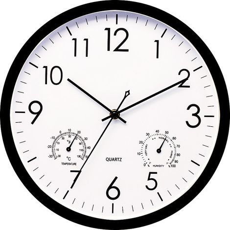 Horloge Murale - 30 Cm - Silencieuse - Étanche - Avec Thermomètre - Pour Intérieur Et Extérieur - 1 Pièce (1/5)