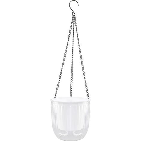Pot suspendu auto alimenté avec corde en coton, plastique transparent (1/5)