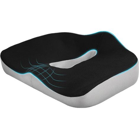 Cojín viscoelástico con base antideslizante para silla comedero silla ruedas negro 40x40x5cm (1/5)