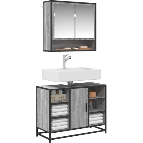 Waschbeckenunterschrank Grau Sonoma 80x33x60 cm Holzwerkstoff