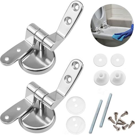 Ouylaf Lot de 2 charnières abattant WC en alliage de zinc Fixations en acier inoxydable Installation facile Pour couvercles en MDF et bois (1/5)