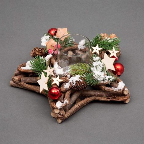 Wooden Star Candle Holder 34Cm (1/4)