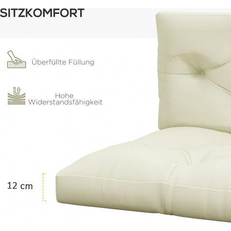 Coussin d'assise 120x80x12 cm, blanc crème, rembourré, capitonné, avec boutons (1/5)