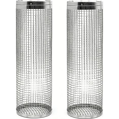 2 paniers à barbecue rotatifs en inox – paniers de cuisson cylindriques pour griller uniformément légumes, viandes et fruits de mer, idéals pour barbecue, camping et pique-nique (1/5)