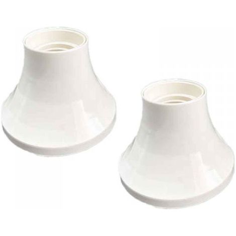 2 Pezzi Portalampade E27 da Parete con Base Dritta in Termoplastico Bianco