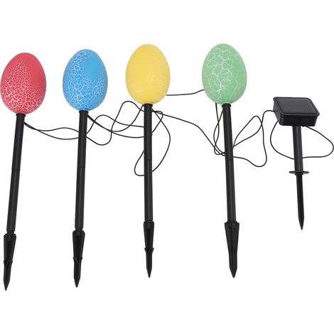 Lumière solaire œuf coloré sur piquet, œuf fissuré décoratif, jardin cour extérieur de maison (1/5)