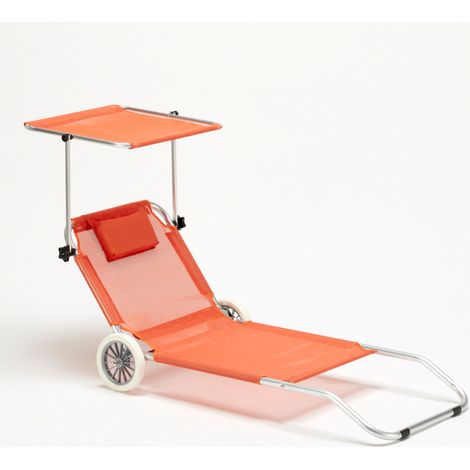 Transat de plage pliant en aluminium avec roues – Dossier inclinable 8 positions – Tissu oxford facile à nettoyer – Dimensions 152x62x13 cm – Beach And Garden Design