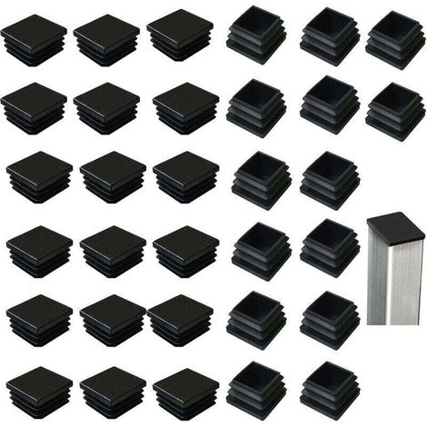 AMXCNOY Packung mit 32 schwarzen quadratischen Kunststoff-Lamellenendkappen, 40 x 40 mm, für Metallprodukte, Stühle, Sofas und Tische. (1/3)