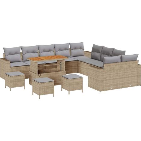 Maison Exclusive - Gartensofa-set mit Kissen 18 pcs Beige und Hel