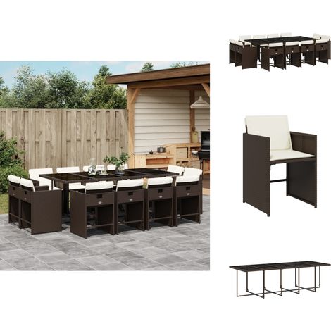 Ensemble à manger de jardin avec coussins 13 pcs marron rotin - Salon De Jardin - Meuble De Jardin - Set De Jardin - Table De Jardin - Chaises De Jardin (1/5)