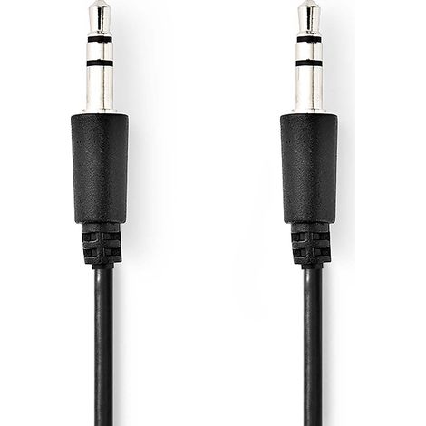 Cable de audio estéreo  Macho de 3,5 mm  Macho de 3,5 mm  Niquelado  1,00m  Redondo  Negro  Etiqueta (1/3)