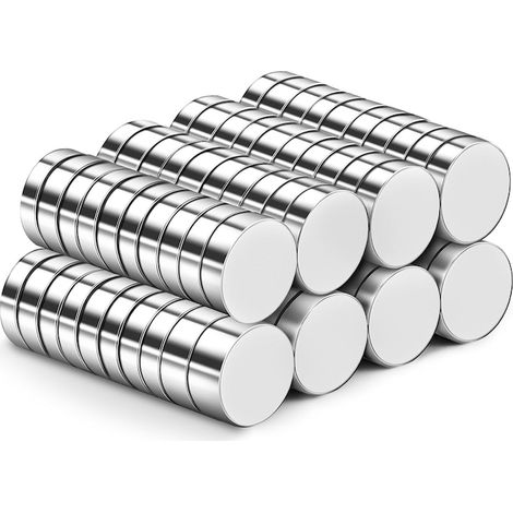 Set di 80 magneti rotondi, NUODWELL, set di magneti per lavagna, frigorifero, fai da te, cucina, ufficio, forte forza magnetica, resistenti e durevoli, 10 x 2 mm, argento (1/5)