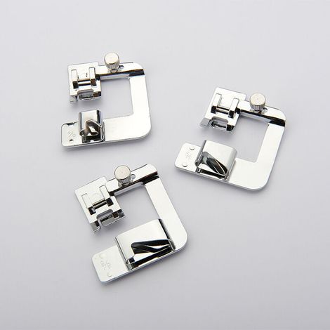 XEPHO Ensemble de 3 Pieds-de-Biche pour Machine à Coudre - Pied à Ourlet Couture - 4/8 6/8 8/8 pouces - Ourlet Roulé (1/5)