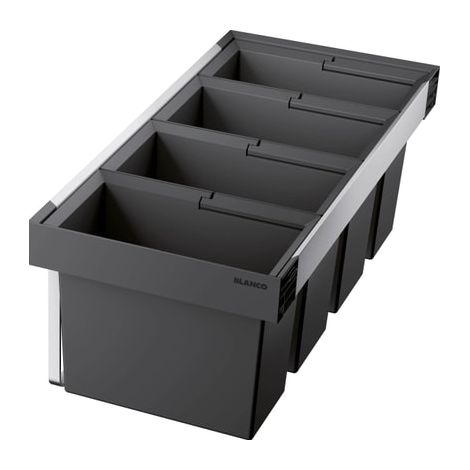 Blanco – Poubelle encastrable tri sélectif 4 compartiments 73l – 3 bacs de 19l et 1 bac de 16l en plastique – Installation sous meuble – 521475 (1/4)
