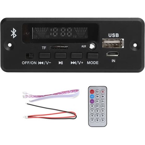 Carte décodeur 02CABT, module de décodage WAV universel, carte décodeur MP3 avec appels Bluetooth, noir (1/5)