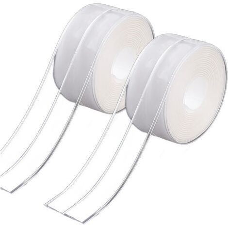 2 Rouleaux Joint Salle De Bain Transparent, Ruban Joint Baignoire, Joint Plan De Travail Cuisine, Joint Adhesif Anti-moisissure Pour Salle De Bain Toilettes Cuisine évier, 38mmx3.2m (1/5)