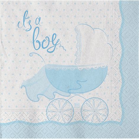Big Party Tovaglioli Carta It's a Boy 33 x 33 Cm Cf 20 Pz Celeste