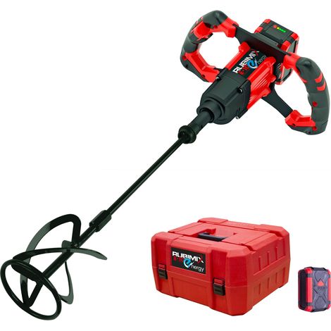 Rubi – Mixeur électrique sans fil 18V 5Ah – Moteur sans balais – Double vitesse pour mélange efficace – Idéal pour ciments et résines