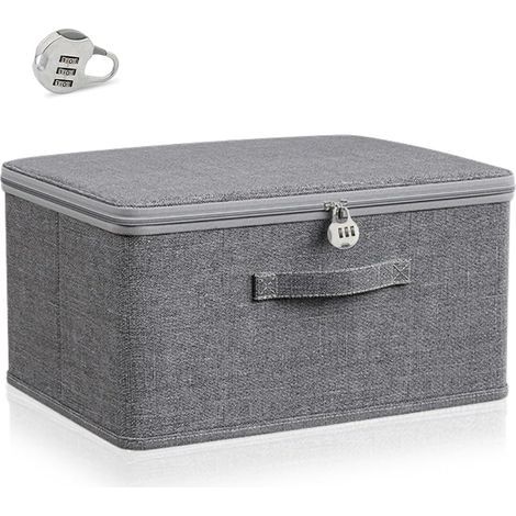 Boite Rangement Tissu Verrouillable 30 X 20 X 14 cm,Boite de Rangement Vetement Dressing,Clothes Storage Box Organizer,Boîtes de Déménagement,Caisse Rangements Pliable pour Soutiens-Gorge (1/5)