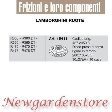 Disco de embrague 15411 tractor R360 365 470 475 DT 30X27 16cave LAMBORGHINI RUEDAS
