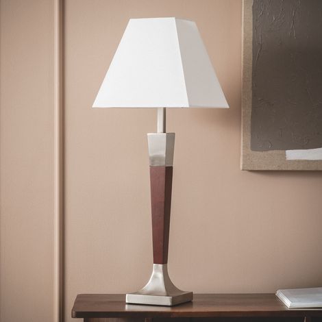 Tischlampe Holz und Metall Lizza Piramis Weiß (1/5)