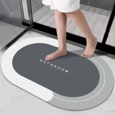 Tapis de bain super absorbant, antidérapant et lavable en machine (gris clair,40 x 60 cm) (1/4)