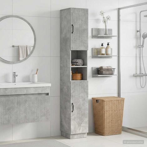 Beyamis Meuble de salle de bain avec étagère ouverte Gris béton (1/5)