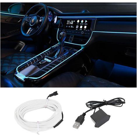 Auto LED Innenbeleuchtung 500cm Blau, flexibel, DIY, Zigarettenanzünder (1/5)
