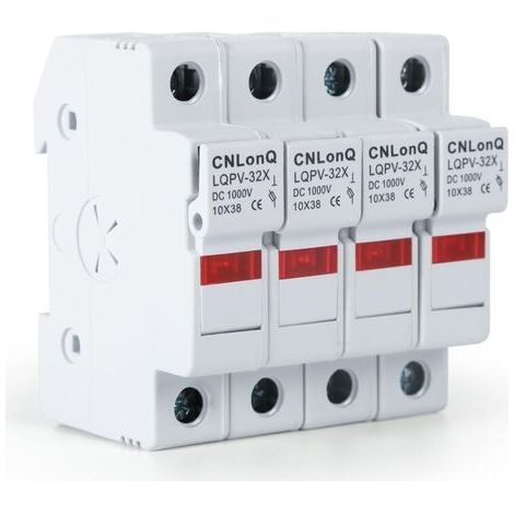Porte-Fusible Solaire PV RT18-32X - DC1000V, 4 pièces, Base DIN, Protection Système Photovoltaïque avec Lumière (30A)