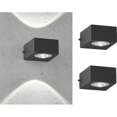 LED Außenwandleuchten 2er SET Schwarz mit Up and Down Licht - 8cm breit (1/4)