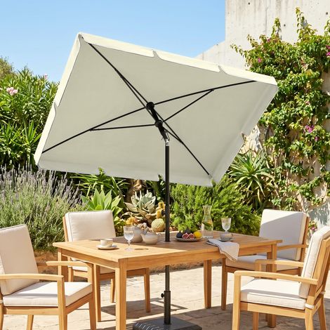 Ombrellone rettangolare 2x1,3 m inclinable pour jardin, mât en aluminium, parasol beige et noir (1/5)
