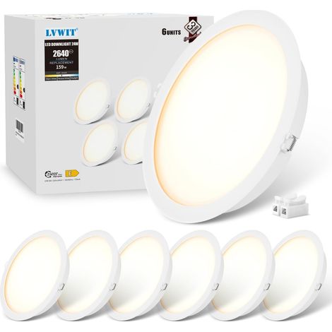 Spot Led Encastrable, 18W Spots Encastrable Salle de Bain Équivalent à 125W, Éclairage Plafond Encastré, 4000K Blanc Neutre, IP44 Éclairage de Plafond φ173MM, Lot de 6 (1/5)