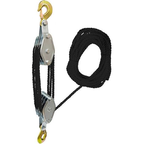 Palan à poulie de levage, bloc en acier galvanisé avec corde en nylon multiple et crochet de sécurité pour levage de charges lourdes (1/5)
