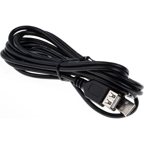 Rallonge USB RS PRO, USB A femelle vers USB-A mâle, Noir, 3m ( Prix pour 1 )