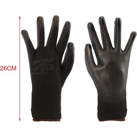 12 Paia Guanti da Lavoro Nero Taglia XL 10 Con Rivestimento in Lattice (1/3)