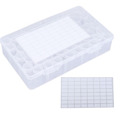 60 contenants de rangement pour peinture diamant, bouteilles plastiques portables pour perles, boîte de stockage avec autocollants (1/5)