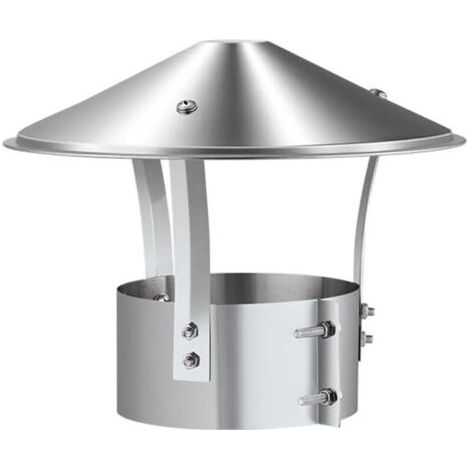 Chapeau de cheminée, échappement en acier inoxydable, tuyau d'échappement, cheminée extérieure (argent brillant),200mm (1/5)